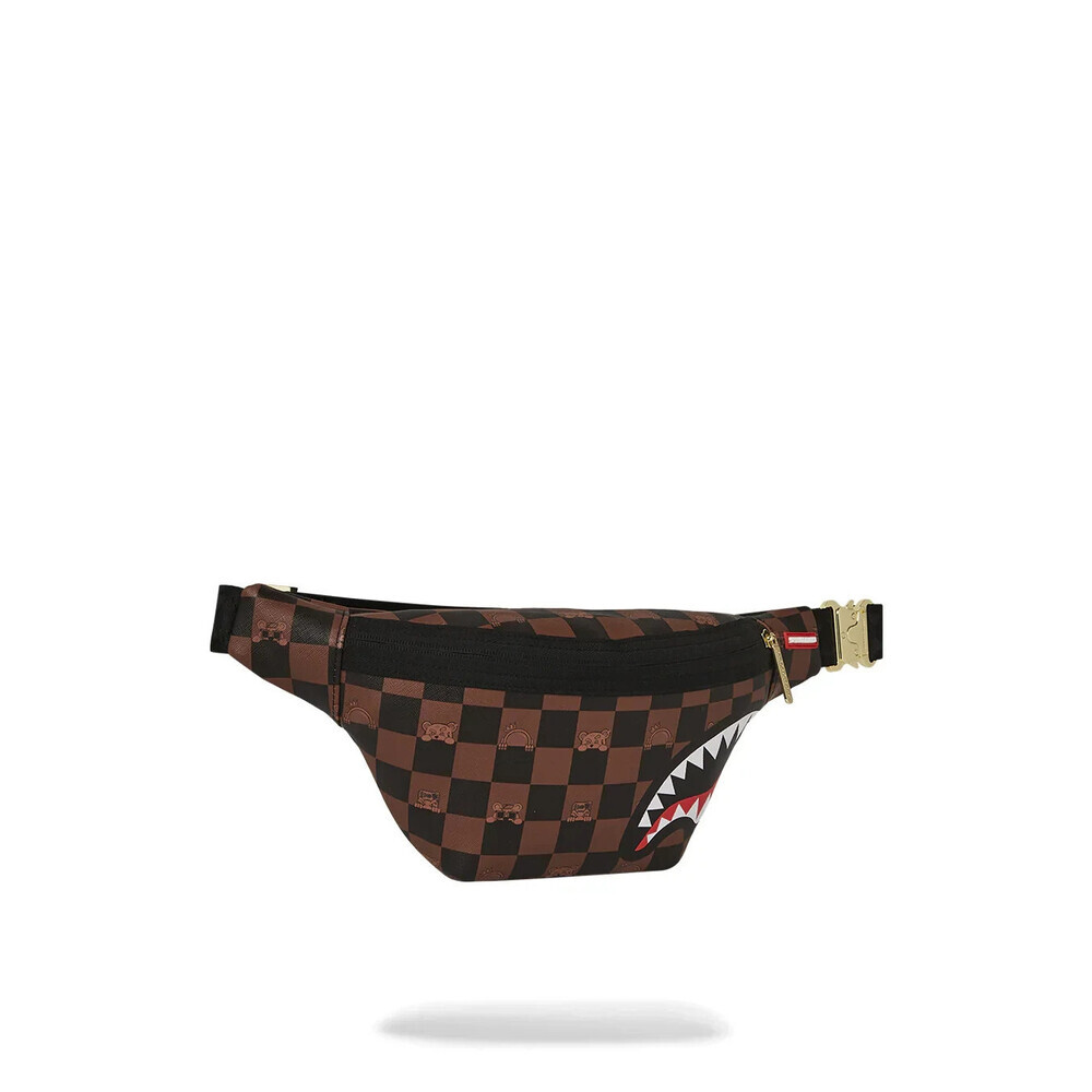 Sprayground Peeking Character Fanny Pack Brown Graphic Crossbody Strap SPR201